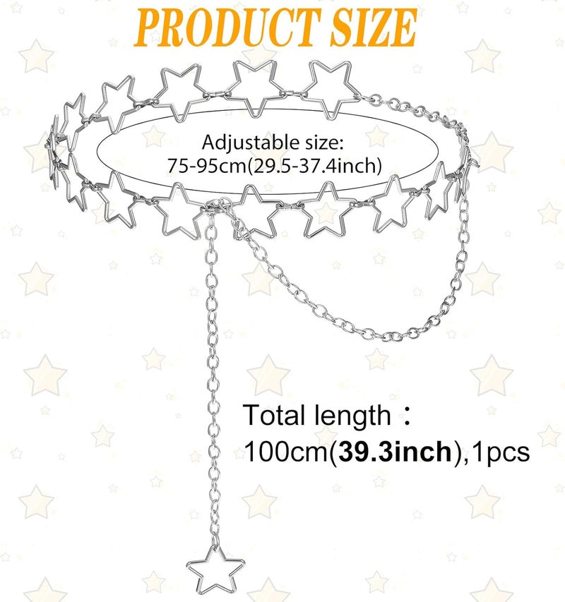 ElevateTech Women Star Waist Chain Metal Belly Chain Belt Adjustable Plus Size Chain Body Cute Decorative Accessories Suitable Formal Wear Jeans Dresses Casual Pants Girls Gifts (Gold) - Image 2